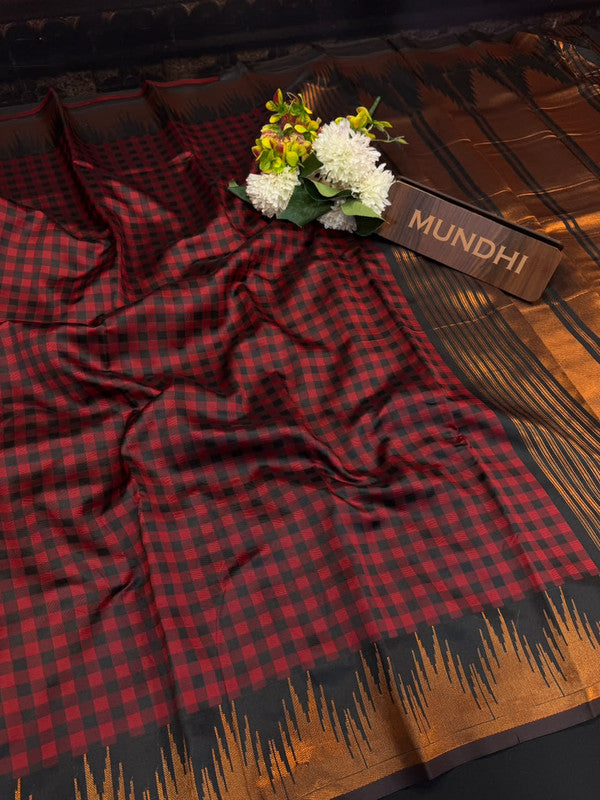 Checked Pavishna Saree in soft silk type fabric with elegant zari work