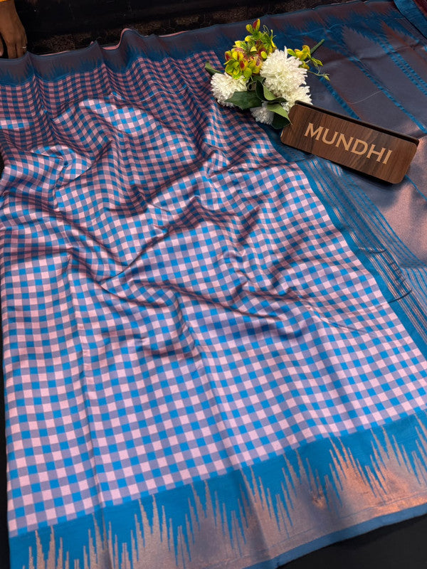 Checked Pavishna Saree in soft silk type fabric with elegant zari work