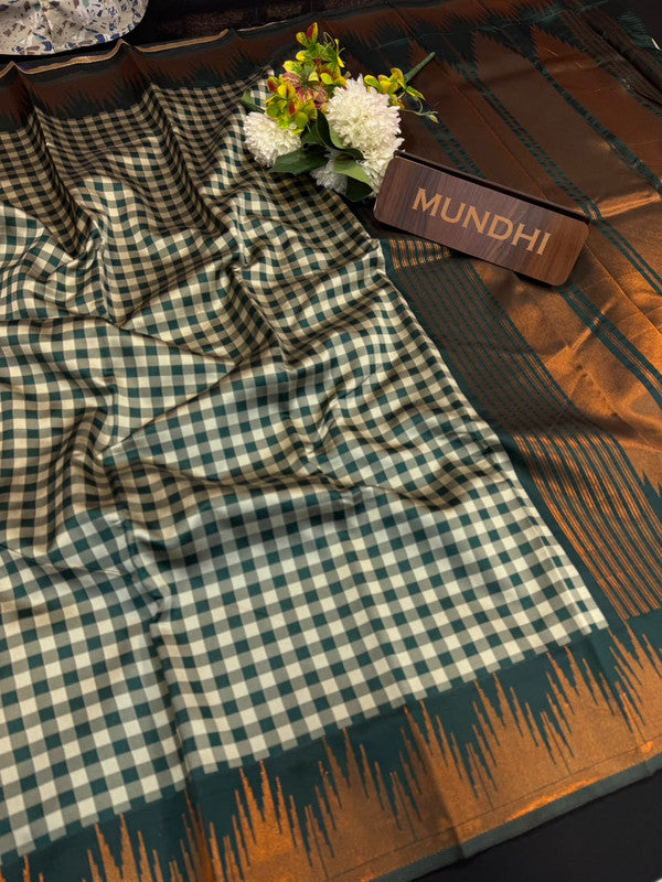 Checked Pavishna Saree in soft silk type fabric with elegant zari work