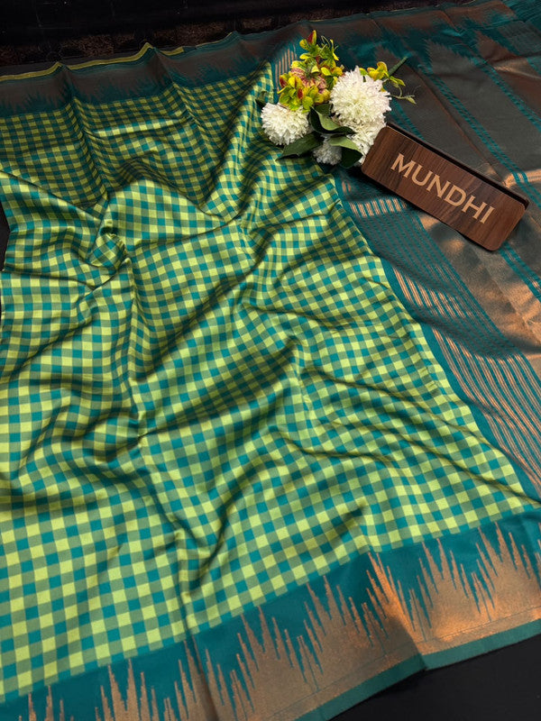 Checked Pavishna Saree in soft silk type fabric with elegant zari work