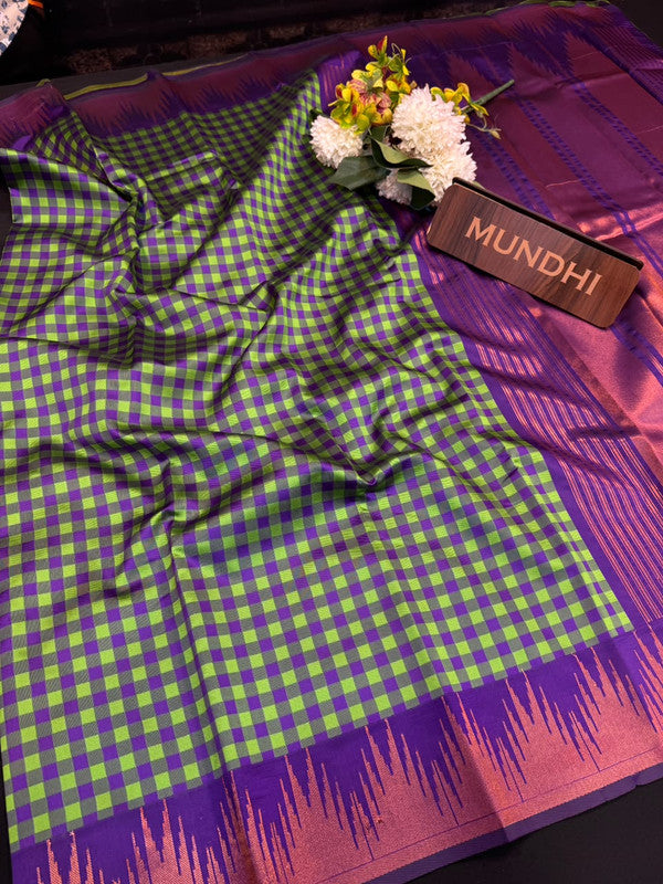 Checked Pavishna Saree in soft silk type fabric with elegant zari work