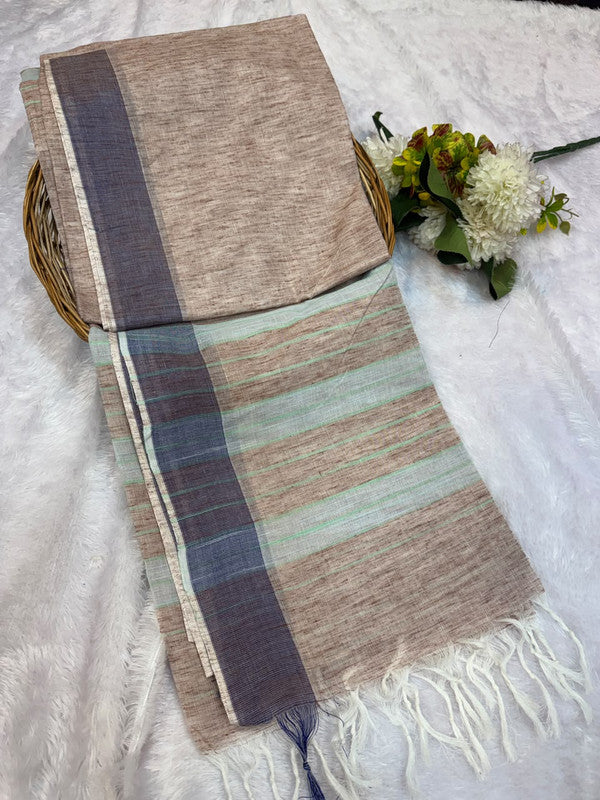 Dorothy cotton saree with zari and plain design