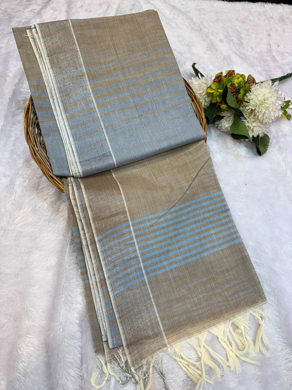 Dorothy cotton saree with zari and plain design