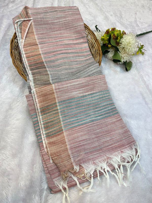 Dorothy cotton saree with zari and plain design