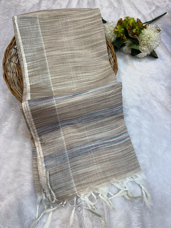 Dorothy cotton saree with zari and plain design