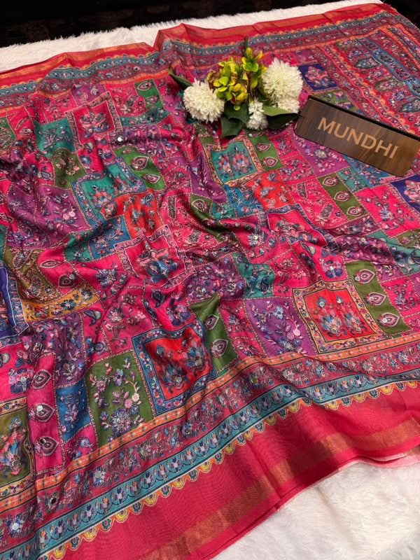 Rubina Mirror Fancy Saree in Fancy Silk with decorative mirror design