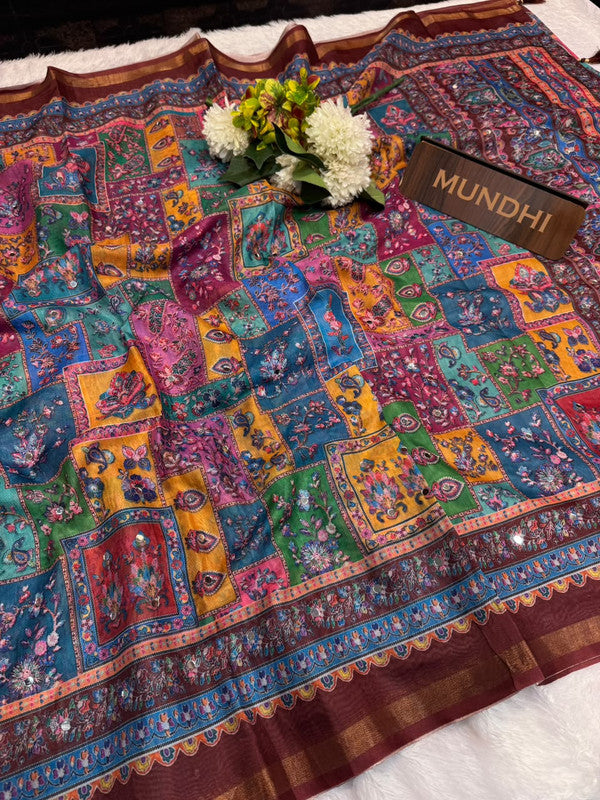 Rubina Mirror Fancy Saree in Fancy Silk with decorative mirror design