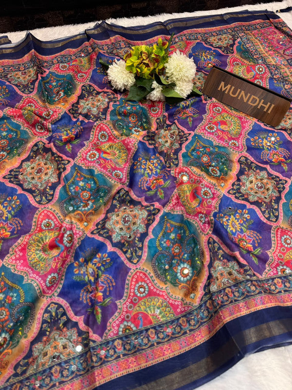 Rubina Mirror Fancy Saree in Fancy Silk with decorative mirror design