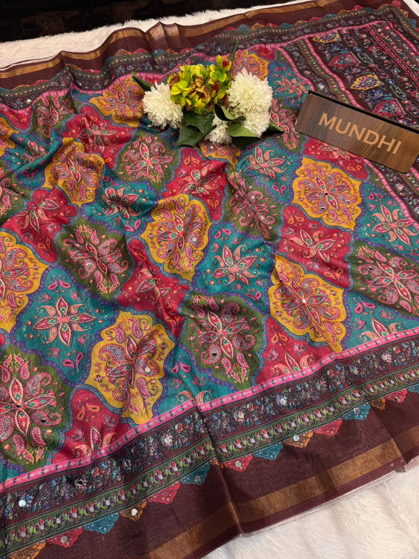Rubina Mirror Fancy Saree in Fancy Silk with decorative mirror design