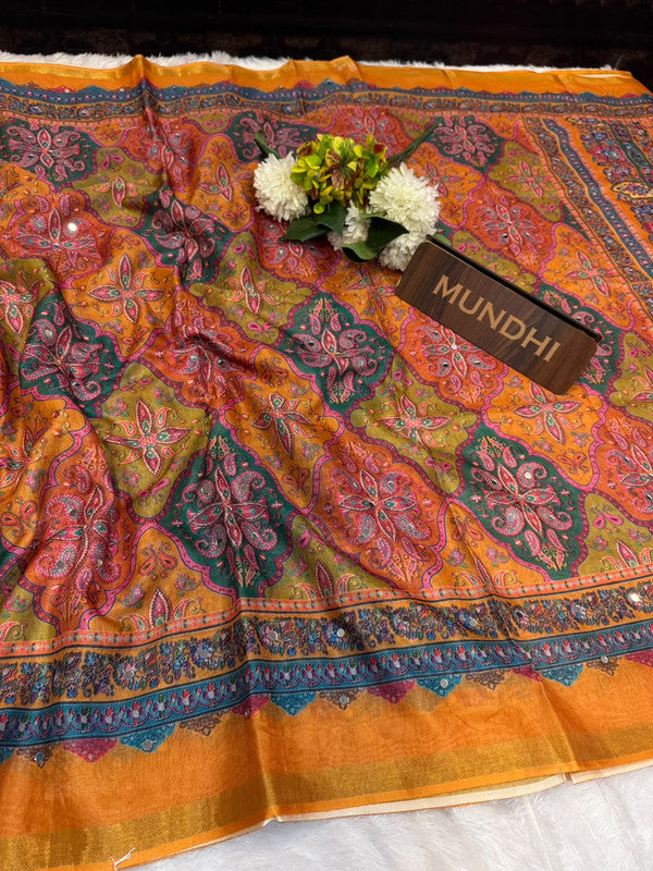 Rubina Mirror Fancy Saree in Fancy Silk with decorative mirror design