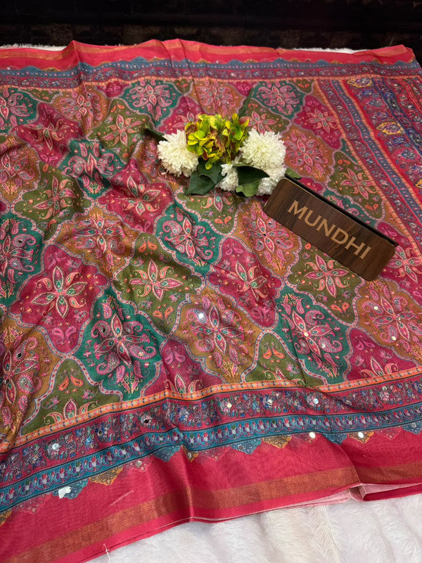 Rubina Mirror Fancy Saree in Fancy Silk with decorative mirror design