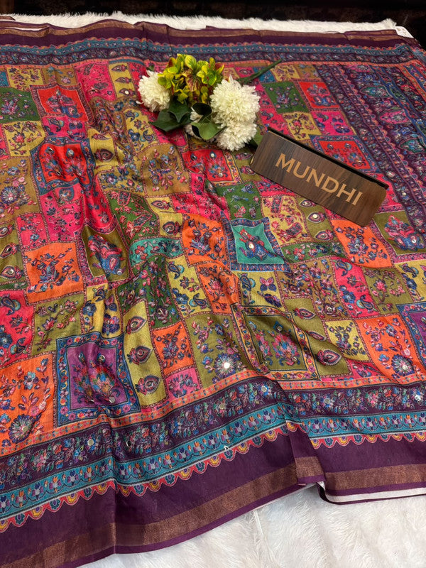 Rubina Mirror Fancy Saree in Fancy Silk with decorative mirror design