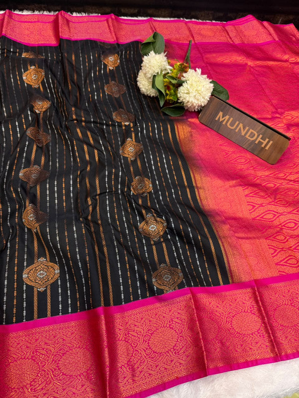 Mild Damage Vennila semi silk saree with traditional zari design