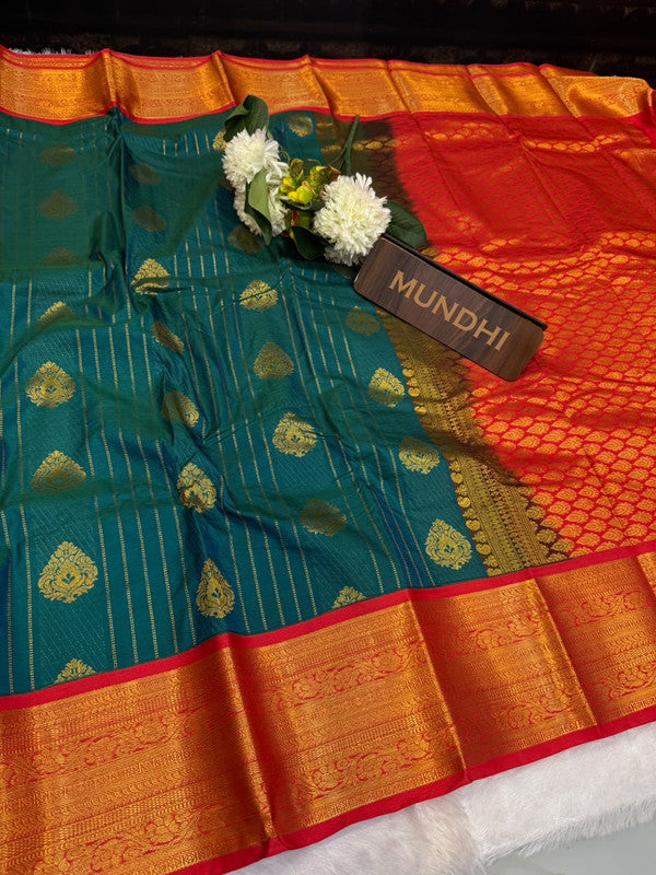 Mild Damage Vennila semi silk saree with traditional zari design