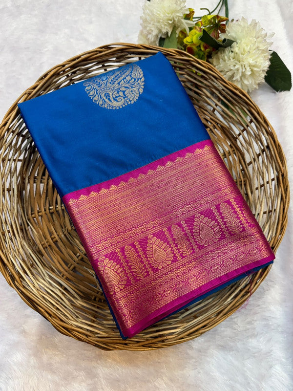 Mild Damage Vennila semi silk saree with traditional zari design