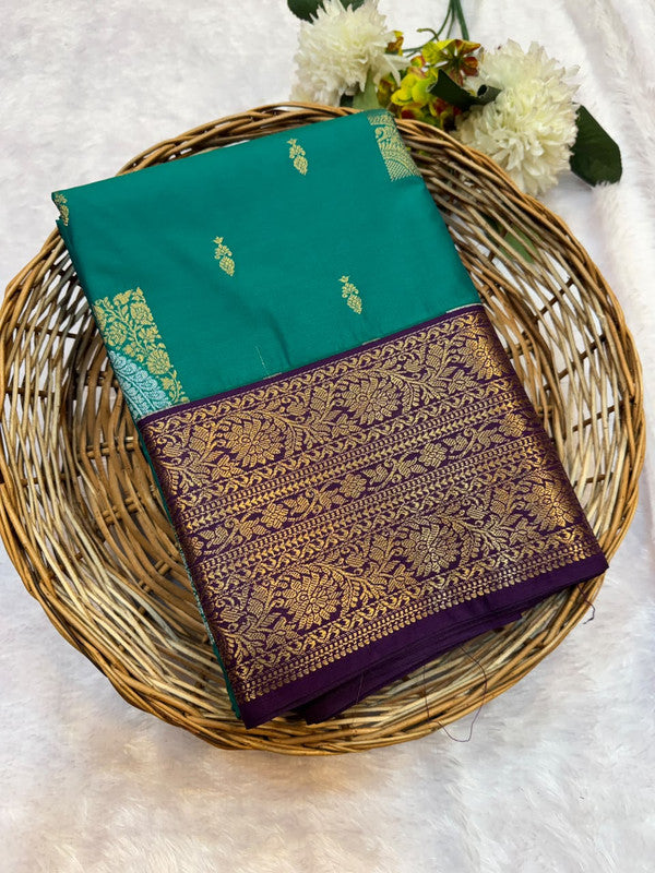 Mild Damage Vennila semi silk saree with traditional zari design