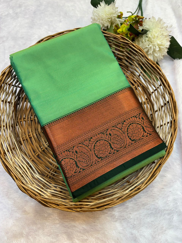 Mild Damage Vennila semi silk saree with traditional zari design