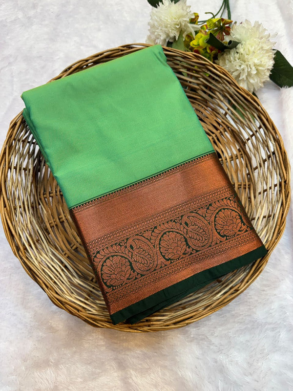 Mild Damage Vennila semi silk saree with traditional zari design