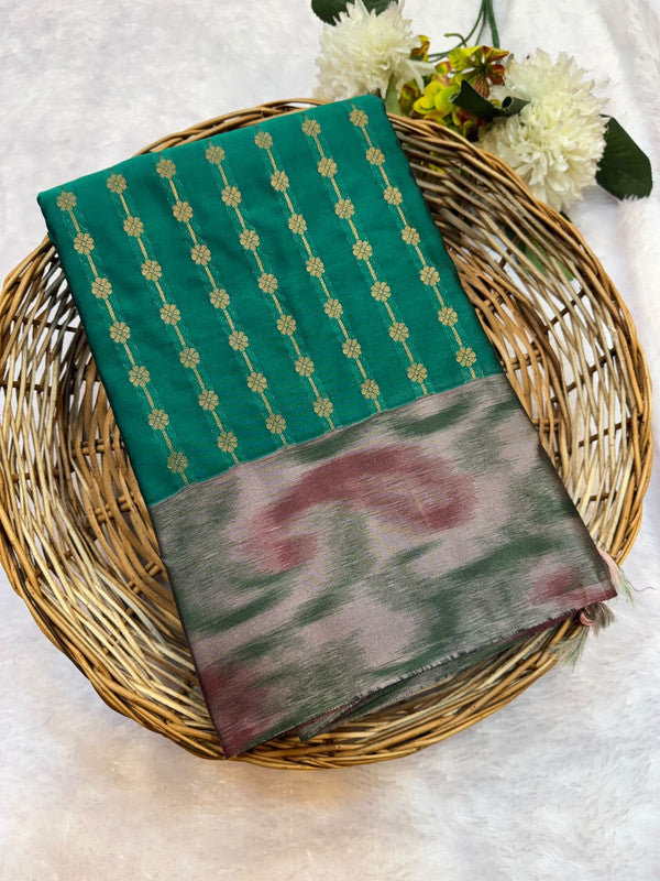 Mild Damage Vennila semi silk saree with traditional zari design