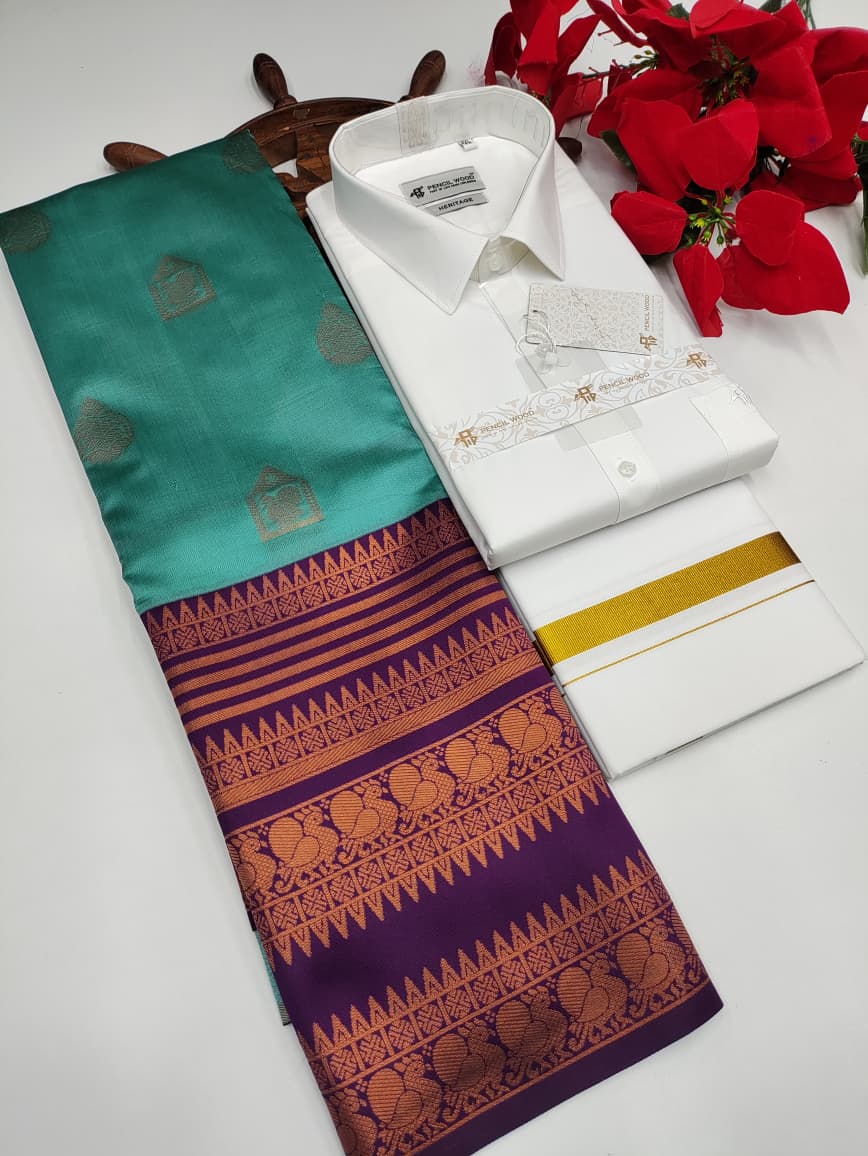 White Vesti,Shirts&Saree(Combo) DR01