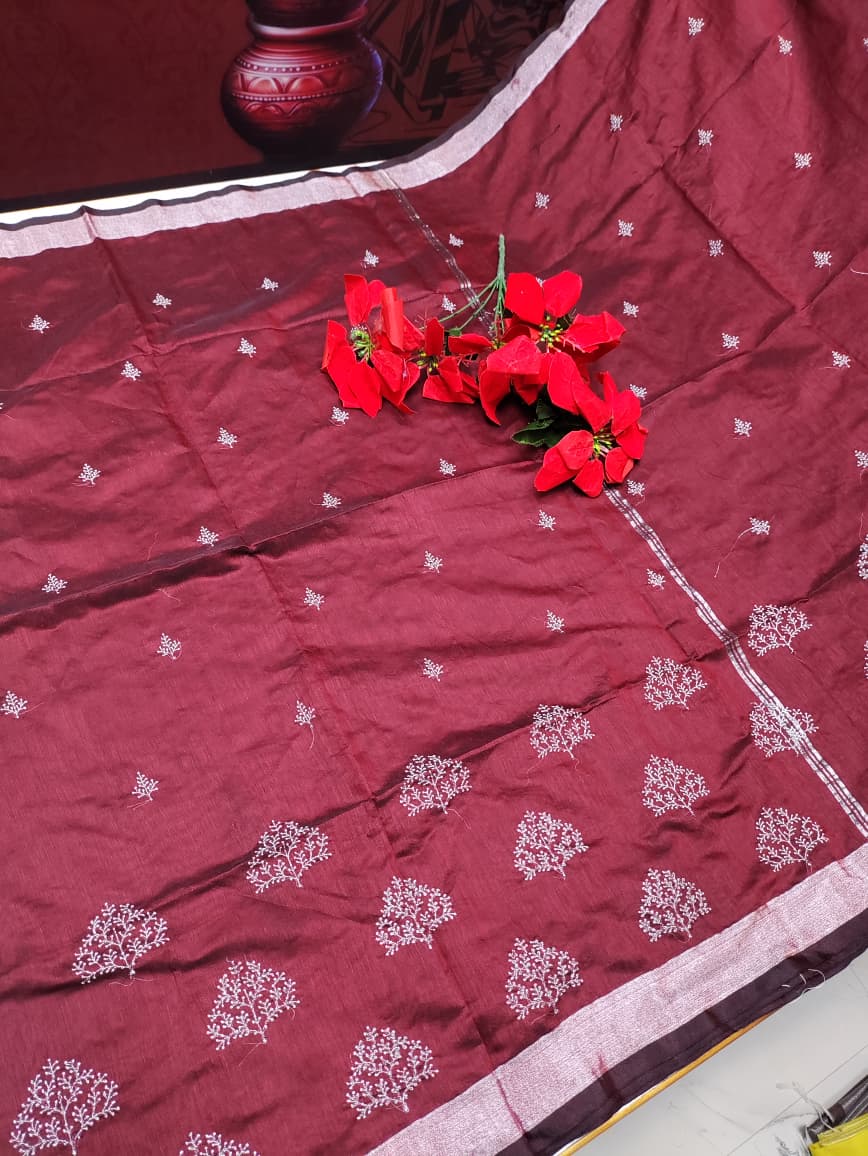 Kadhi silver Embroiding Saree