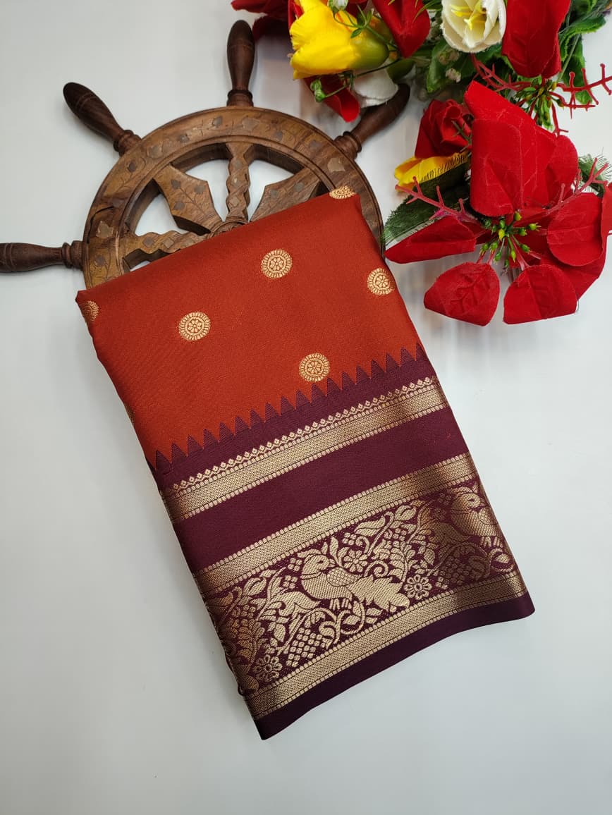 Rust Orange Saree RG33 11 MC (20Days Pre Booking )