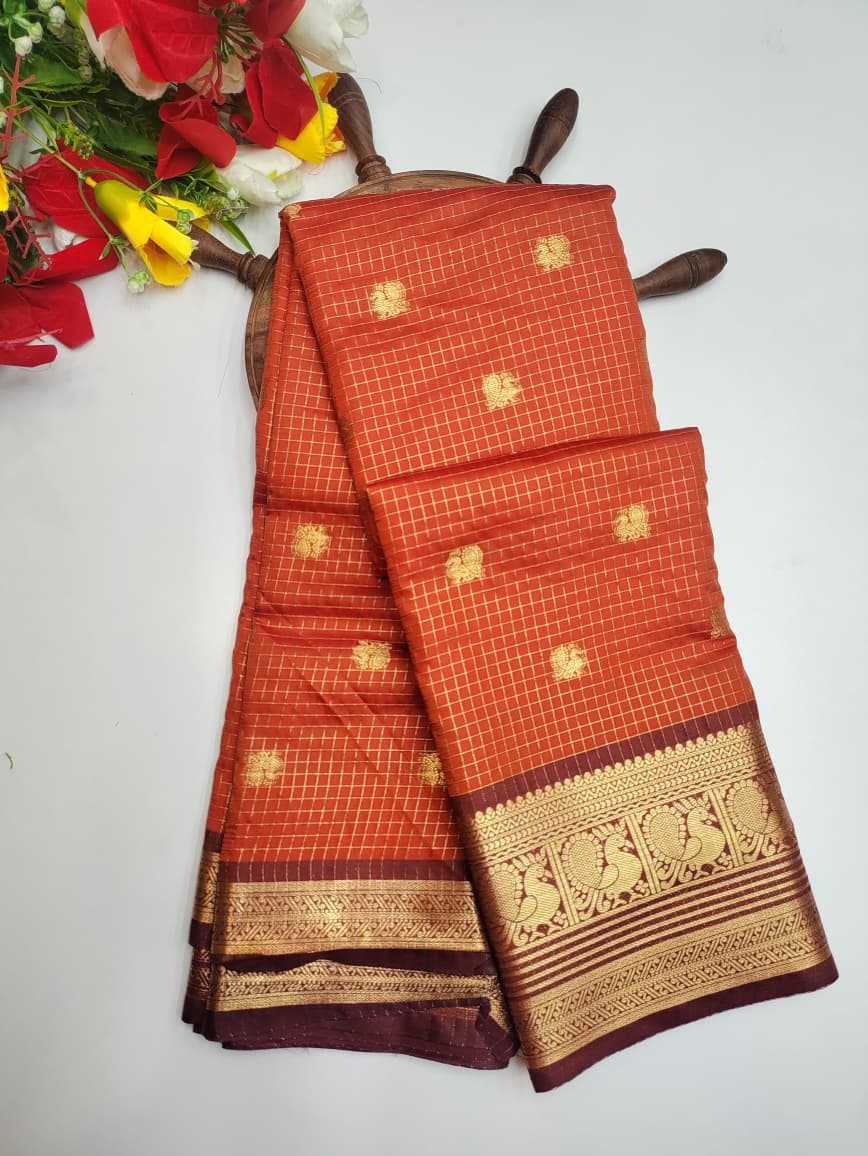 Rust Orange Saree RG35