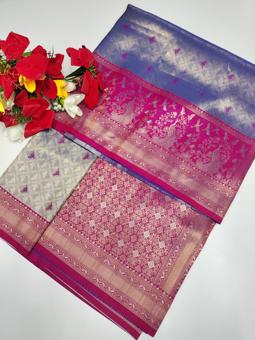 Premium Wedding Korvai Tissue saree for women featuring rich traditional bridal design in elegant tissue fabric suitable for weddings muhurtham and festive occasions