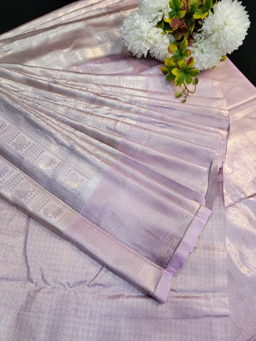 Women's Nangai Satin Silk Zari saree with contrast blouse for festive occasions