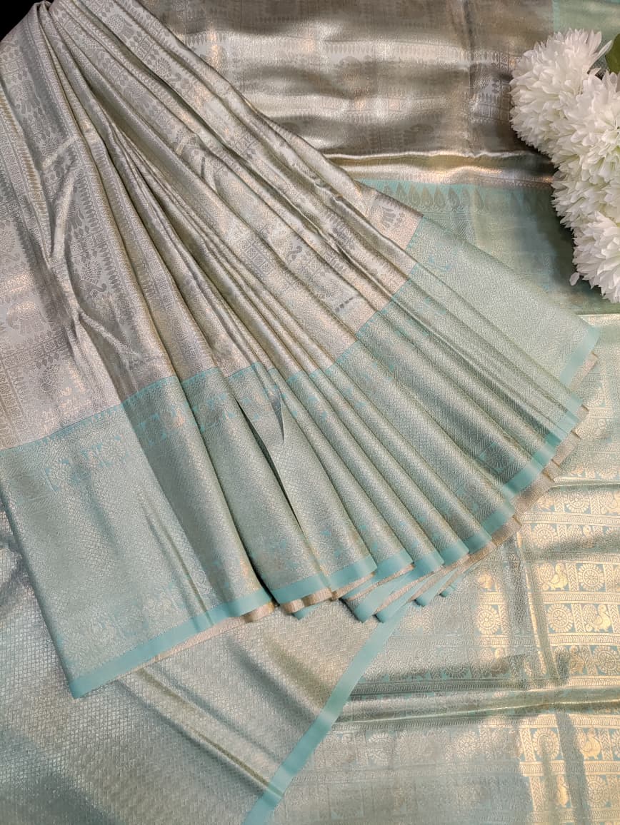 Premium Nangai Satin Silk saree for Onam festival and wedding wear