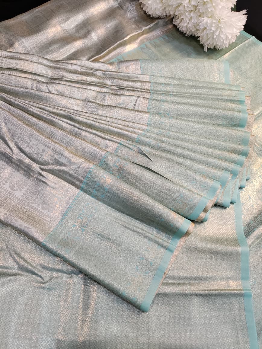 Nangai Satin Silk Onam Festival Saree with elegant Zari work for women