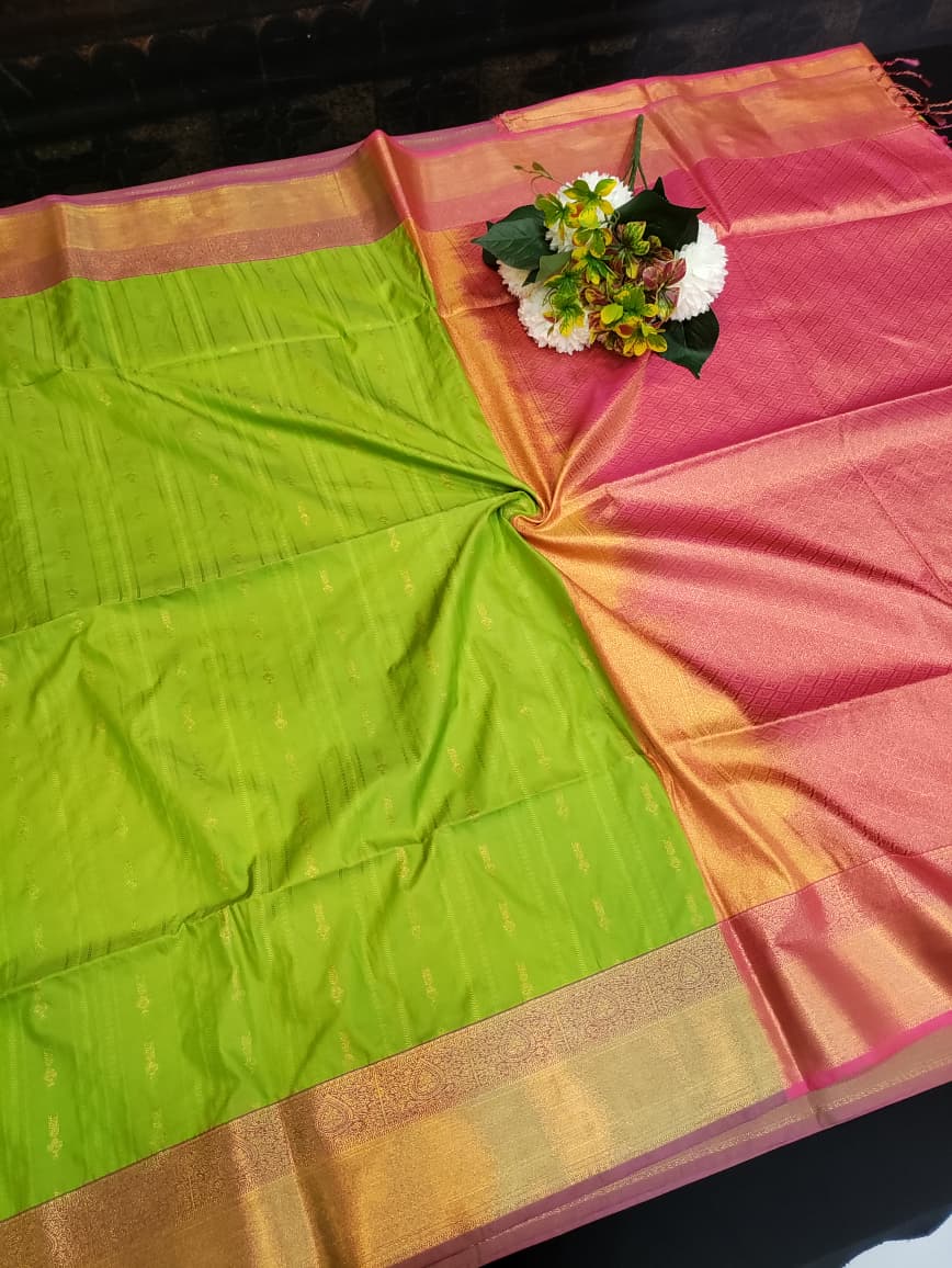 Semi Silk Saree with elegant zari work for wedding wear women