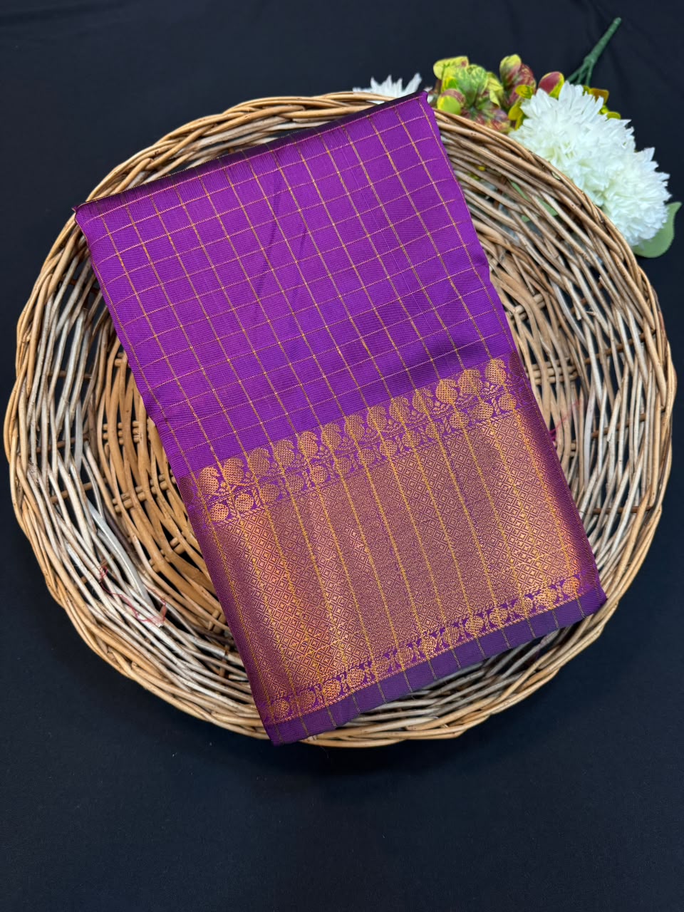 Banarasi Raw Checked Silk | Zari Work | FV70
