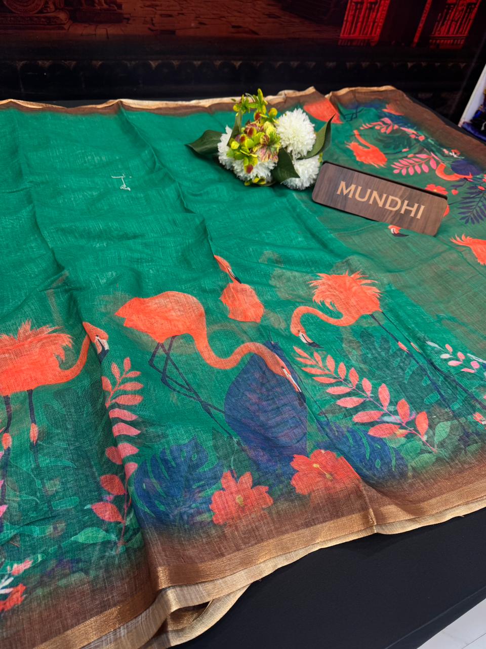 Fancy Linen Saree | Elegant Party Wear Saree| BL34