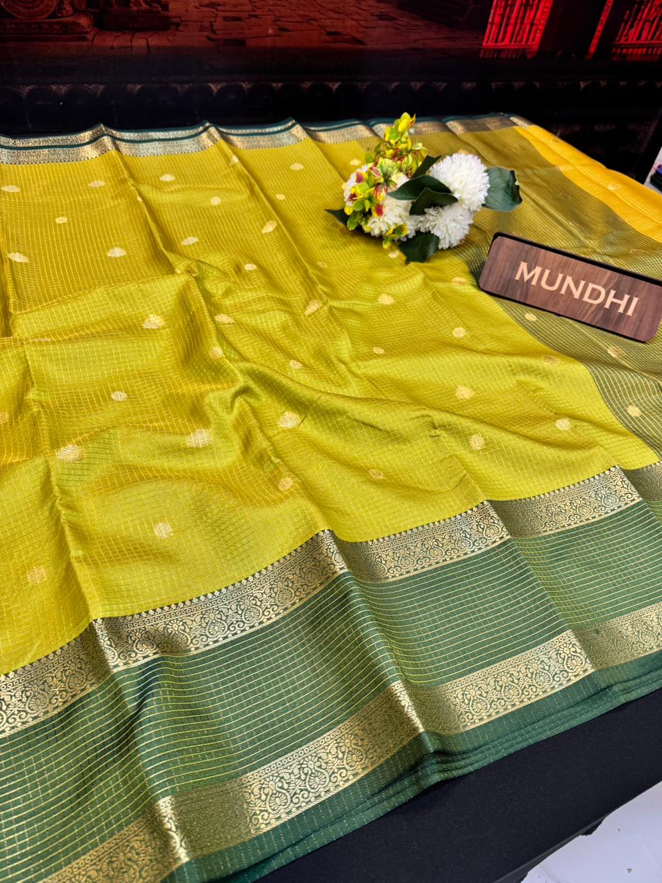 Banarasi Checked Saree in Banarasi fabric for wedding wear