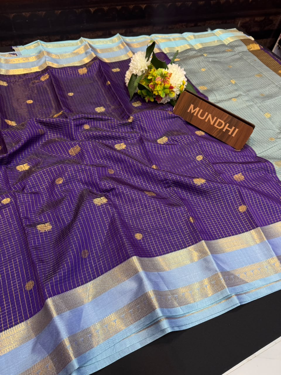 Radhimaa Banarasi Checked Saree with Zari Work for Women| FV132