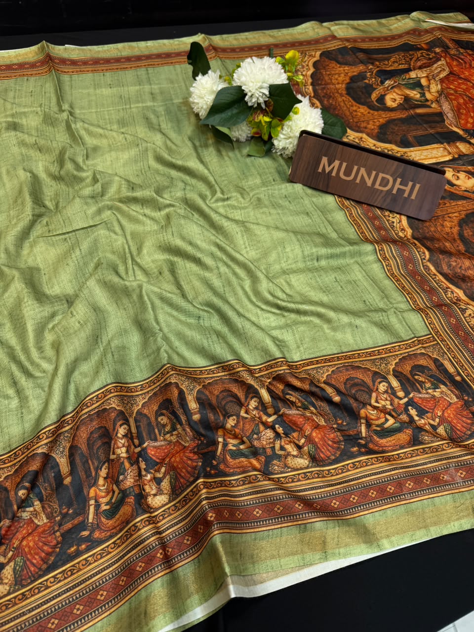 Katha Fancy Silk Saree with elegant zari work and contrast blouse