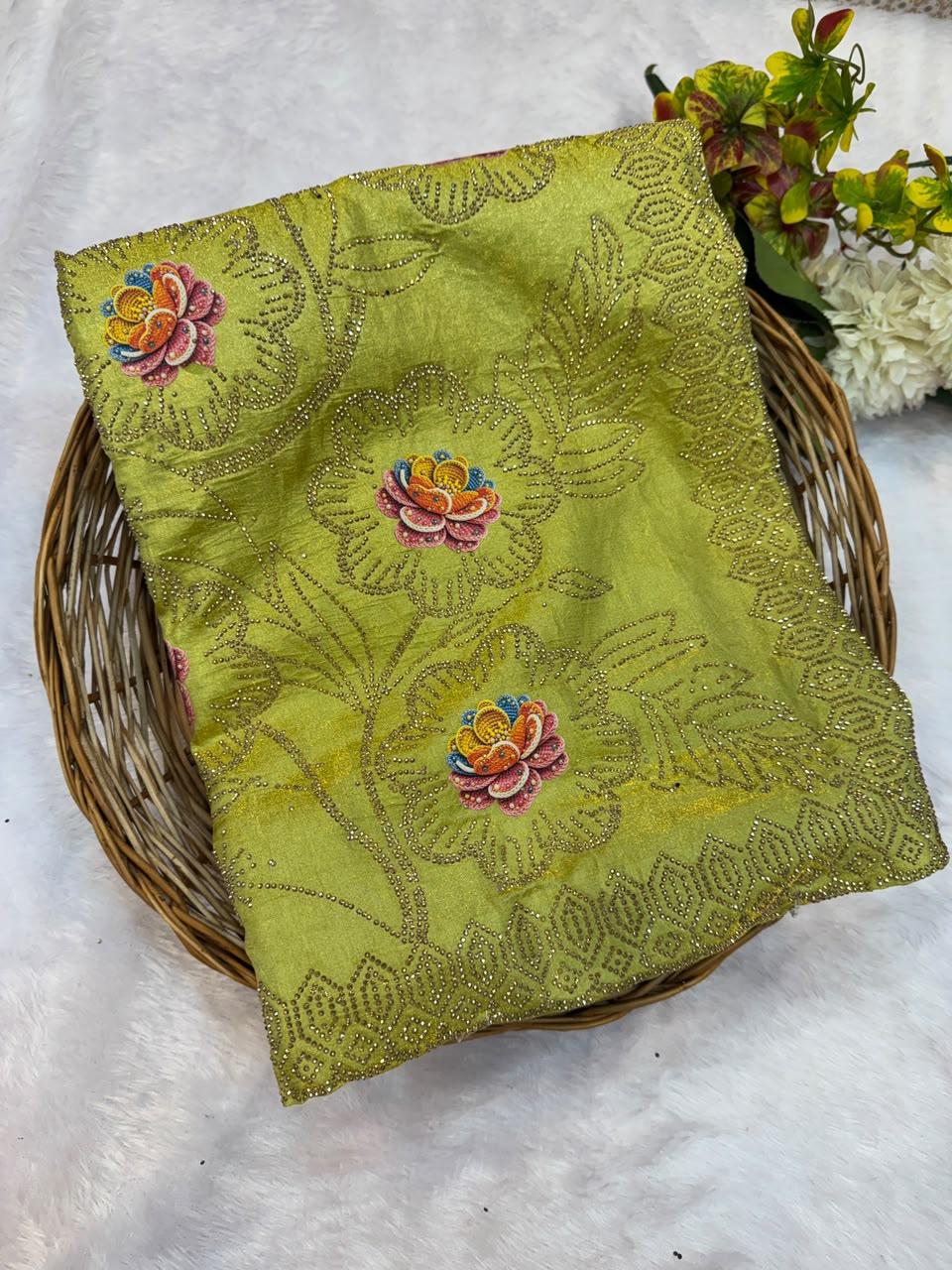 Gelory Space Silk Saree | Print & Stone Work | BSS53