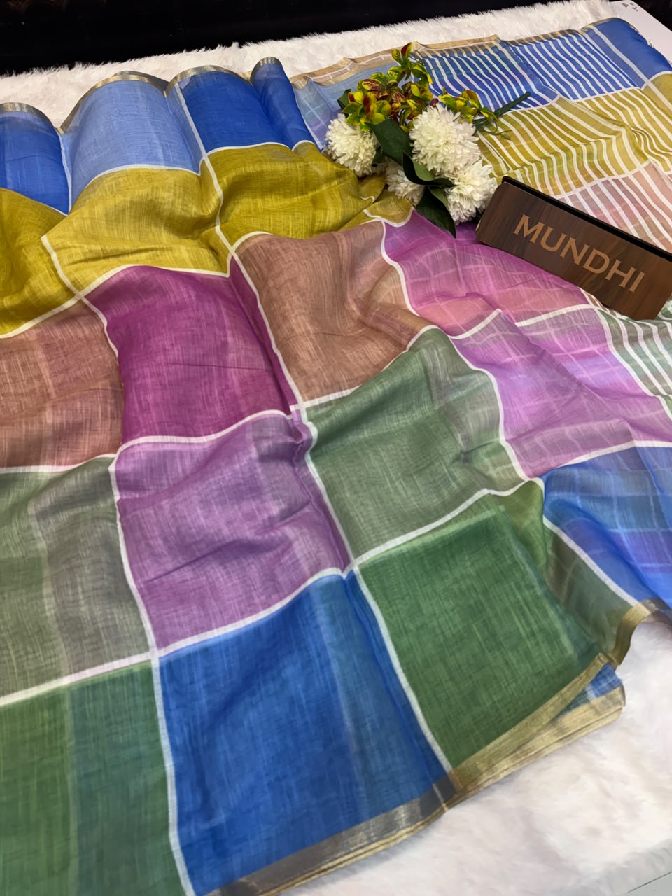 Madras Checks Fancy Cotton Silk Saree with traditional checked design