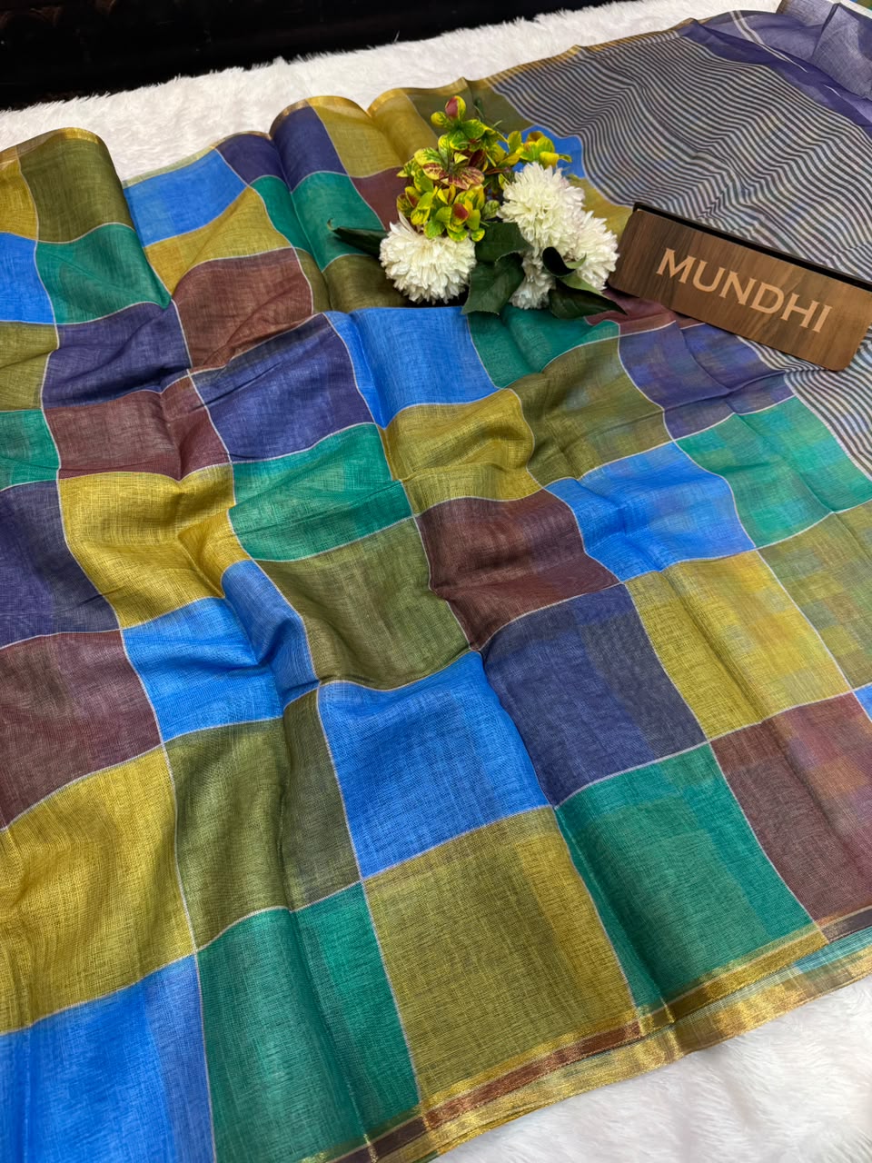 Madras Checks Fancy Cotton Saree 71B| MCC10