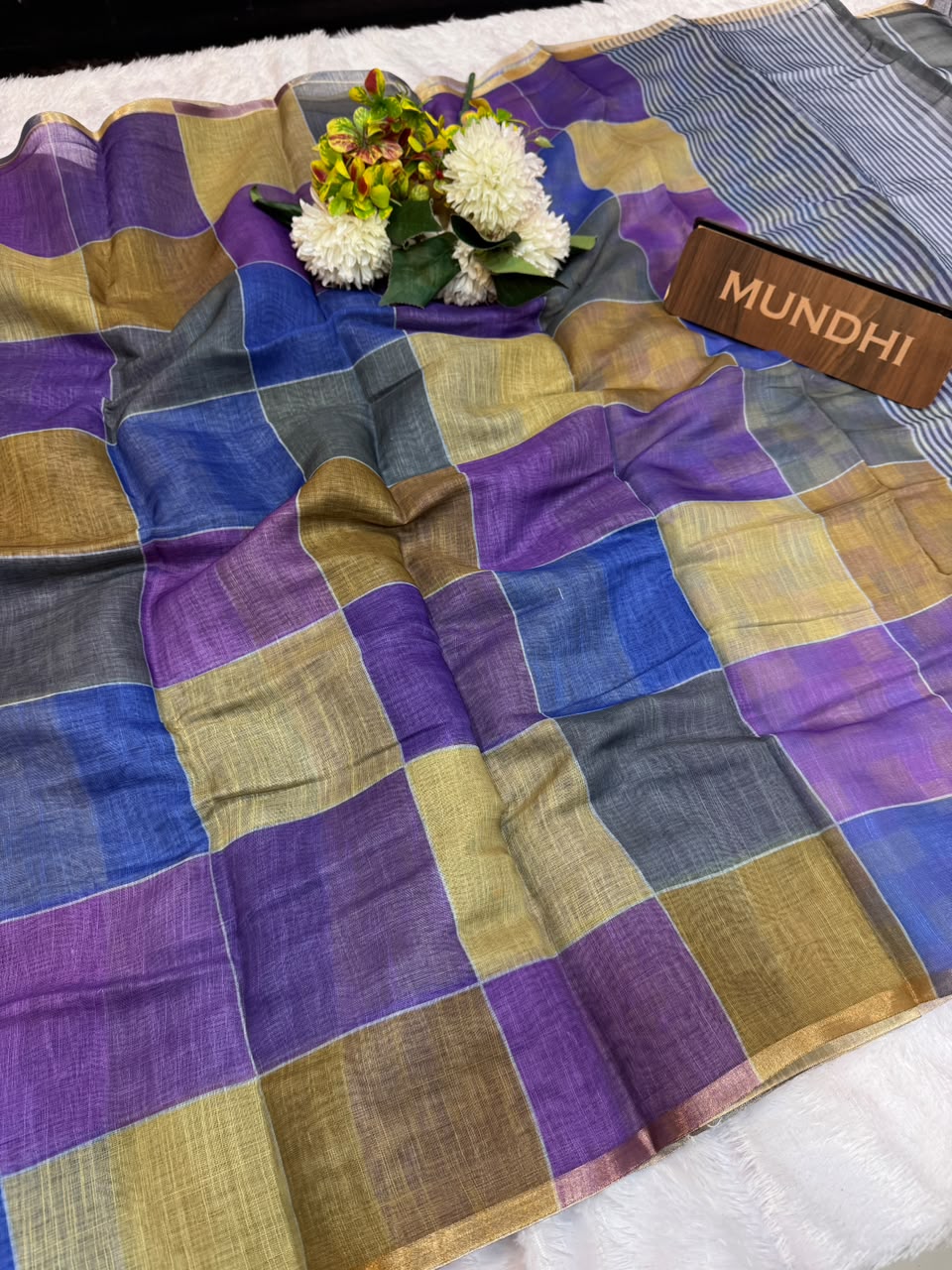 Madras Checks Fancy Cotton Saree 71D| MCC12