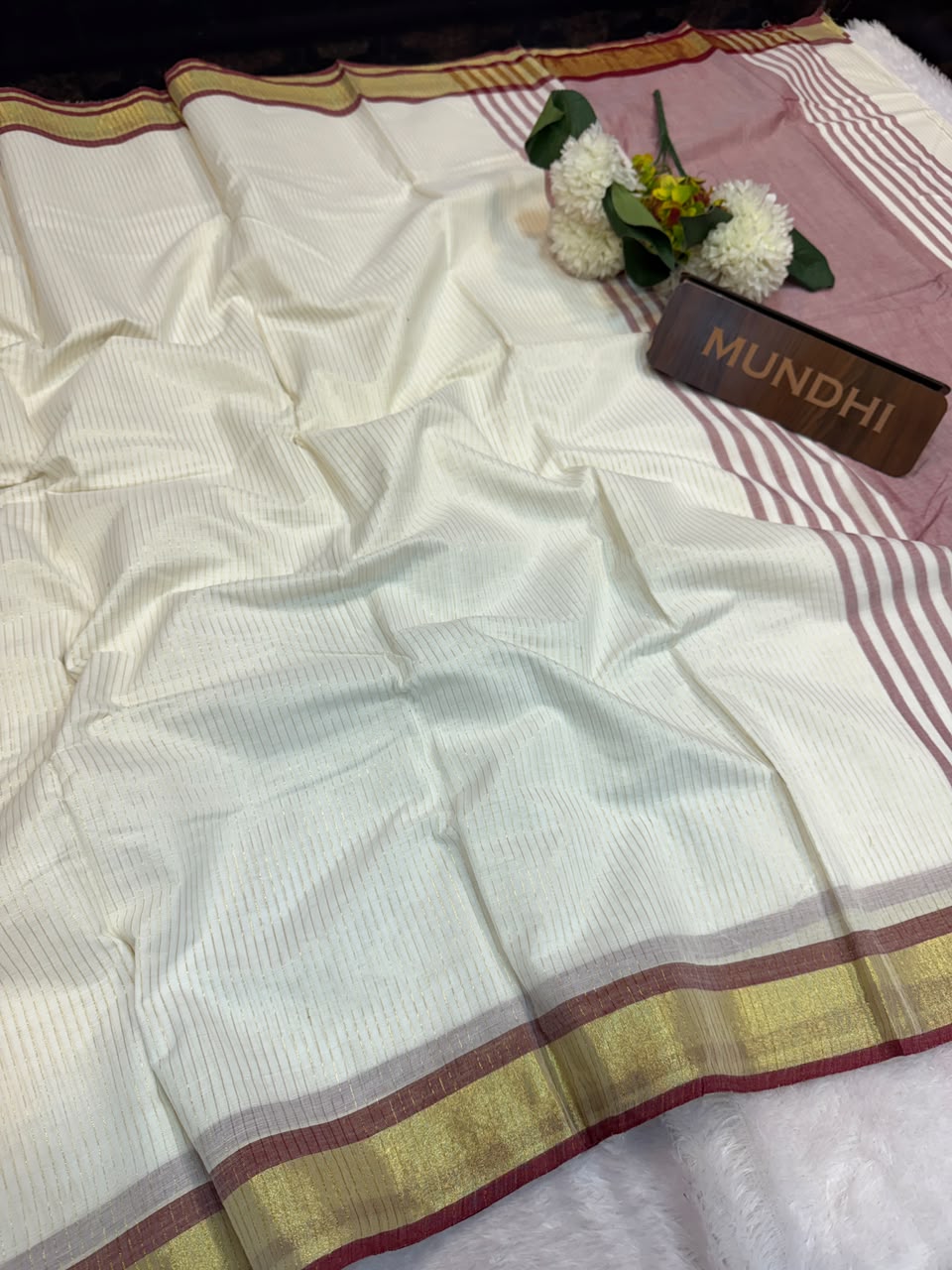 Kerala Style Kasavu Cotton Saree with Zari Design| KSC03