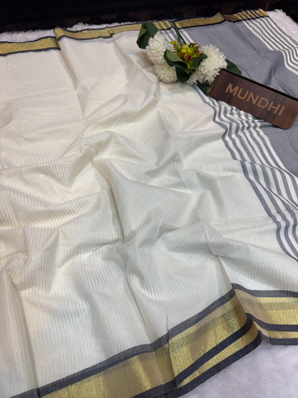 Kerala Style Kasavu Cotton Saree with Zari Design| KSC04