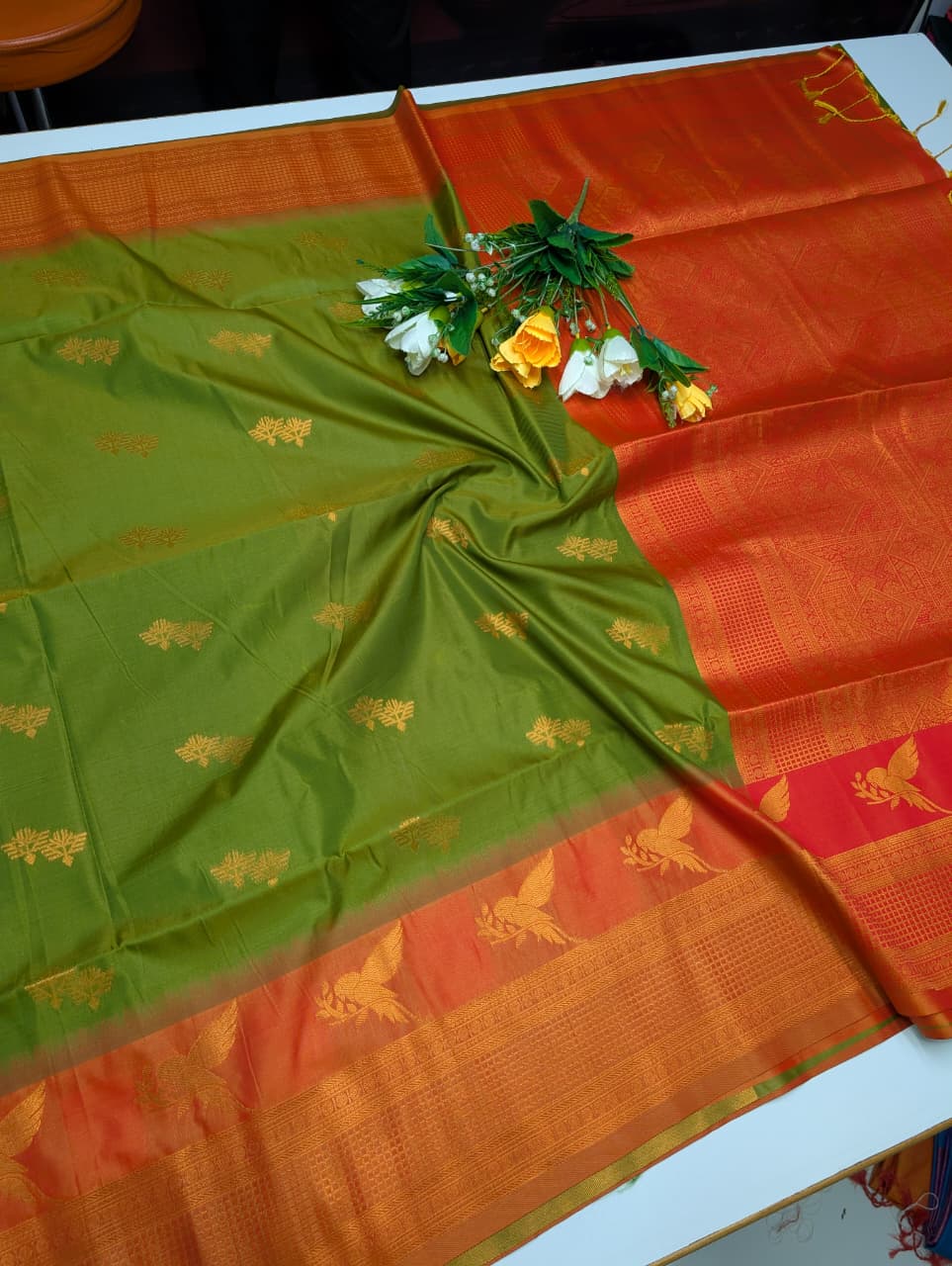Parrot Soft Silk Saree KTM27
