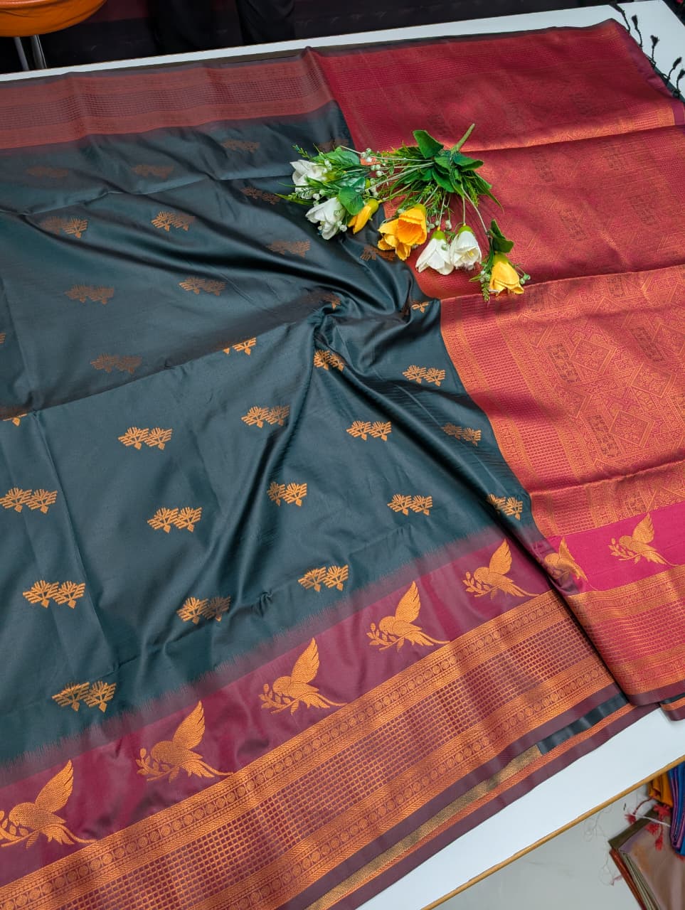 Parrot Soft Silk Saree KTM22