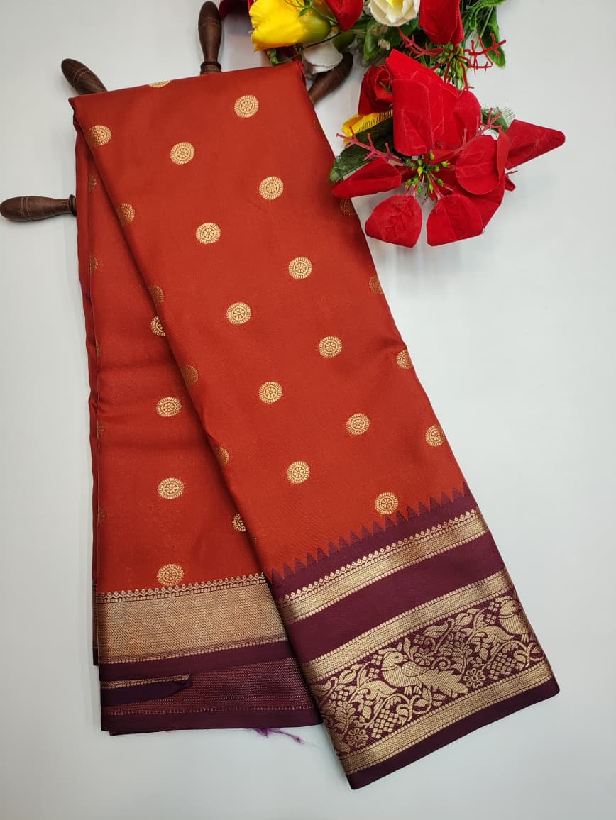 Rust Orange Saree RG33 11 MC (20Days Pre Booking )