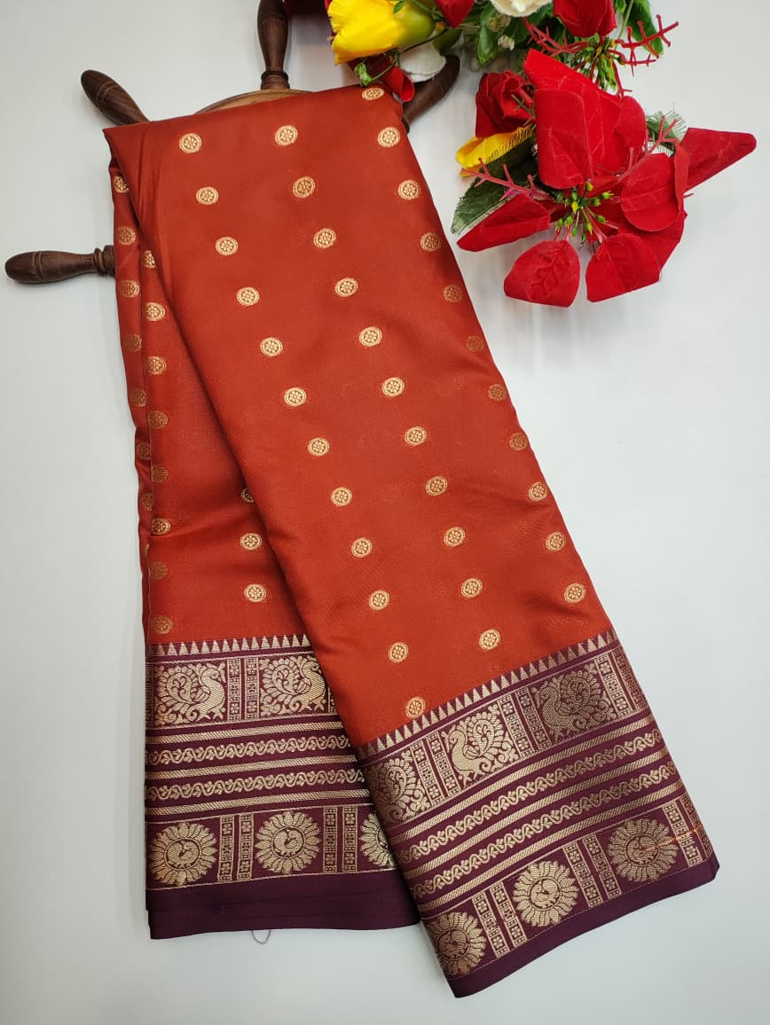 Rust Orange Saree RG34