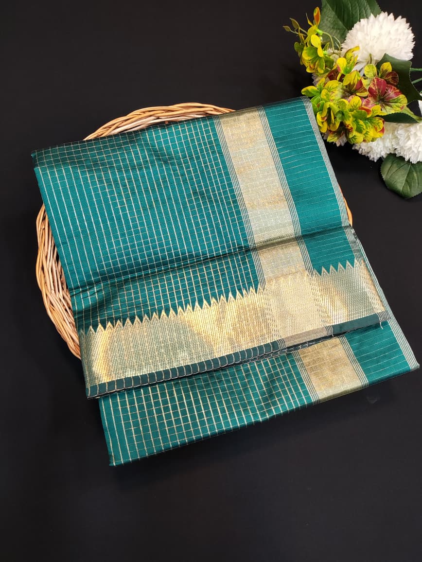 Flat 30% Offer Raw Banarasi Checks |Zari Saree| RBN13-Limited Quantity
