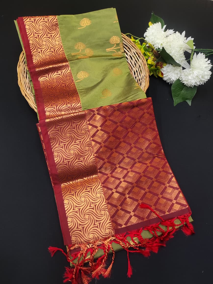 Semi Pure Art Silk Saree with elegant zari work for wedding wear