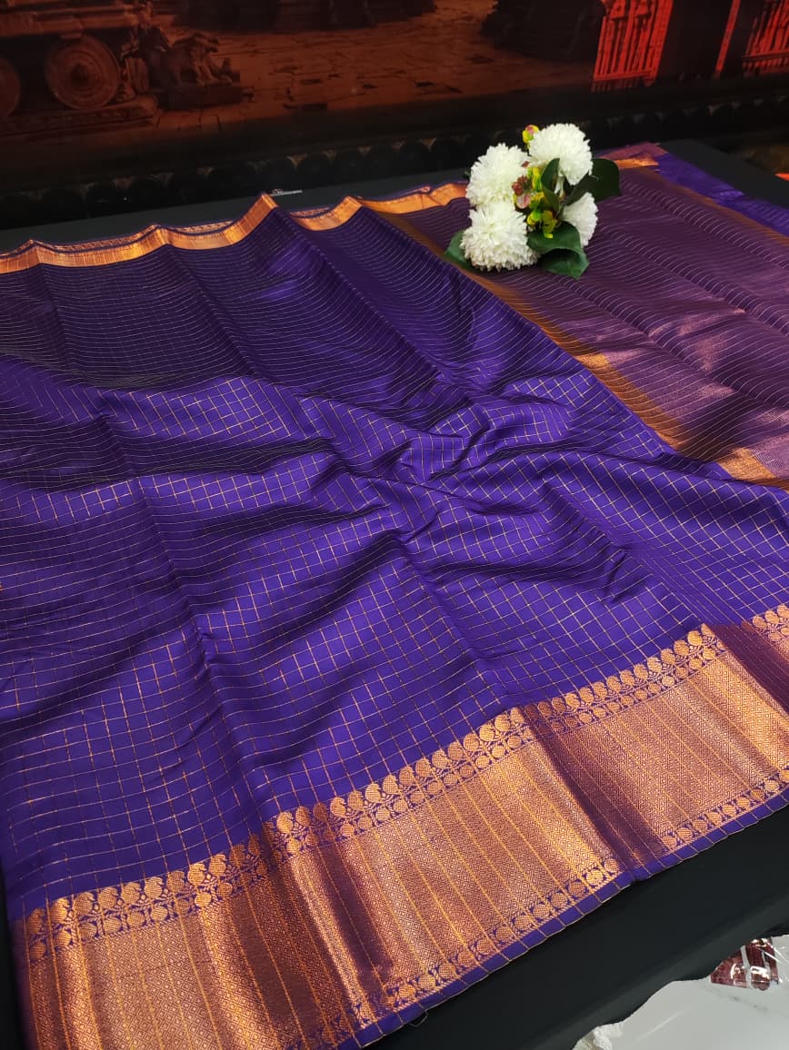 Banarasi Raw Checked Silk | Zari Work | FV71